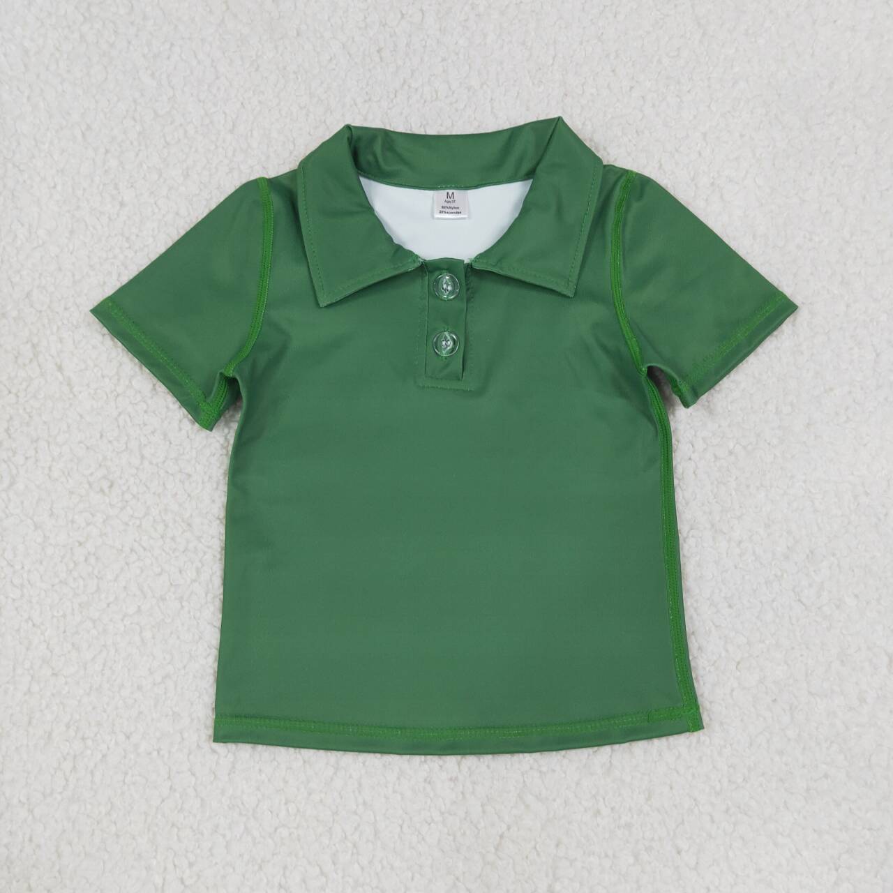 Green color kids boy short sleeve pullover top