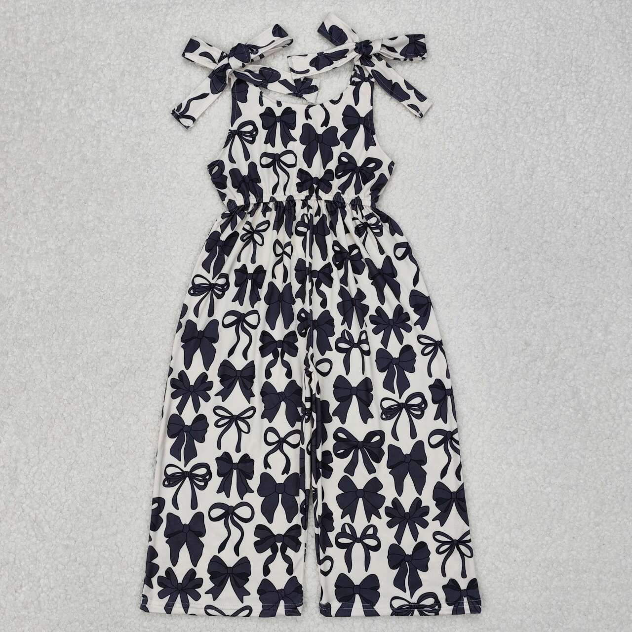Toddle baby girl black bow summer jumpsuit