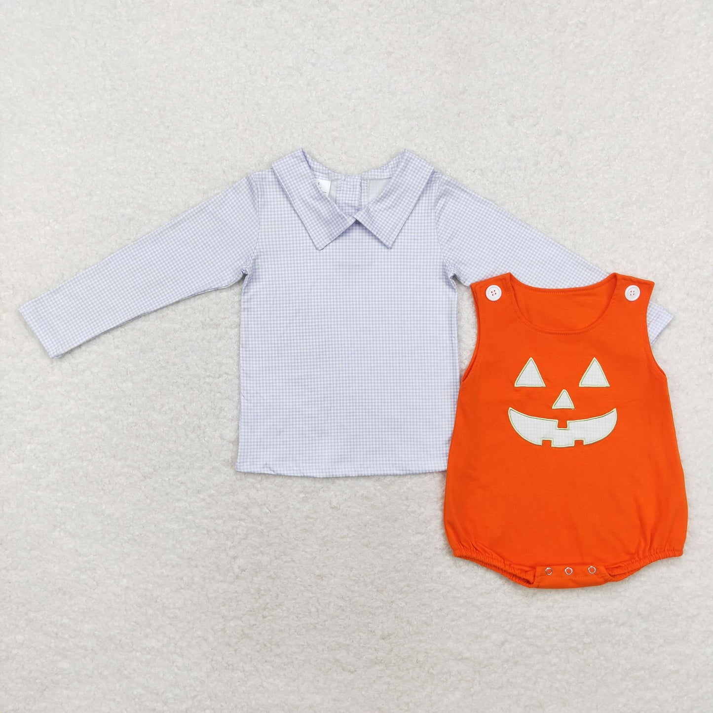 toddle kids blue top halloween embroidery pumpkin romper 2pcs clothes