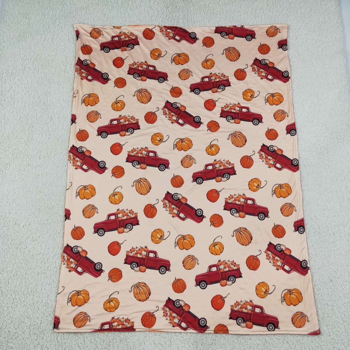 Toddle kids pumpkin truck design soft blanket