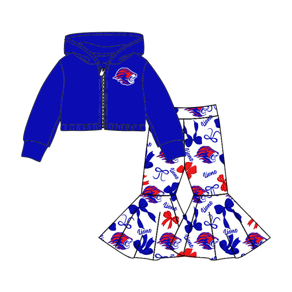 Girls long sleeve zip top matching pants custom team outfit