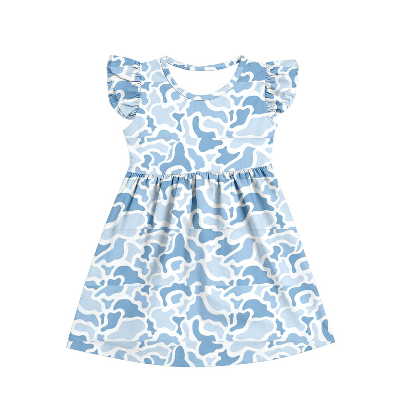 wholesale kids clothes flutter sleeve camo design dress