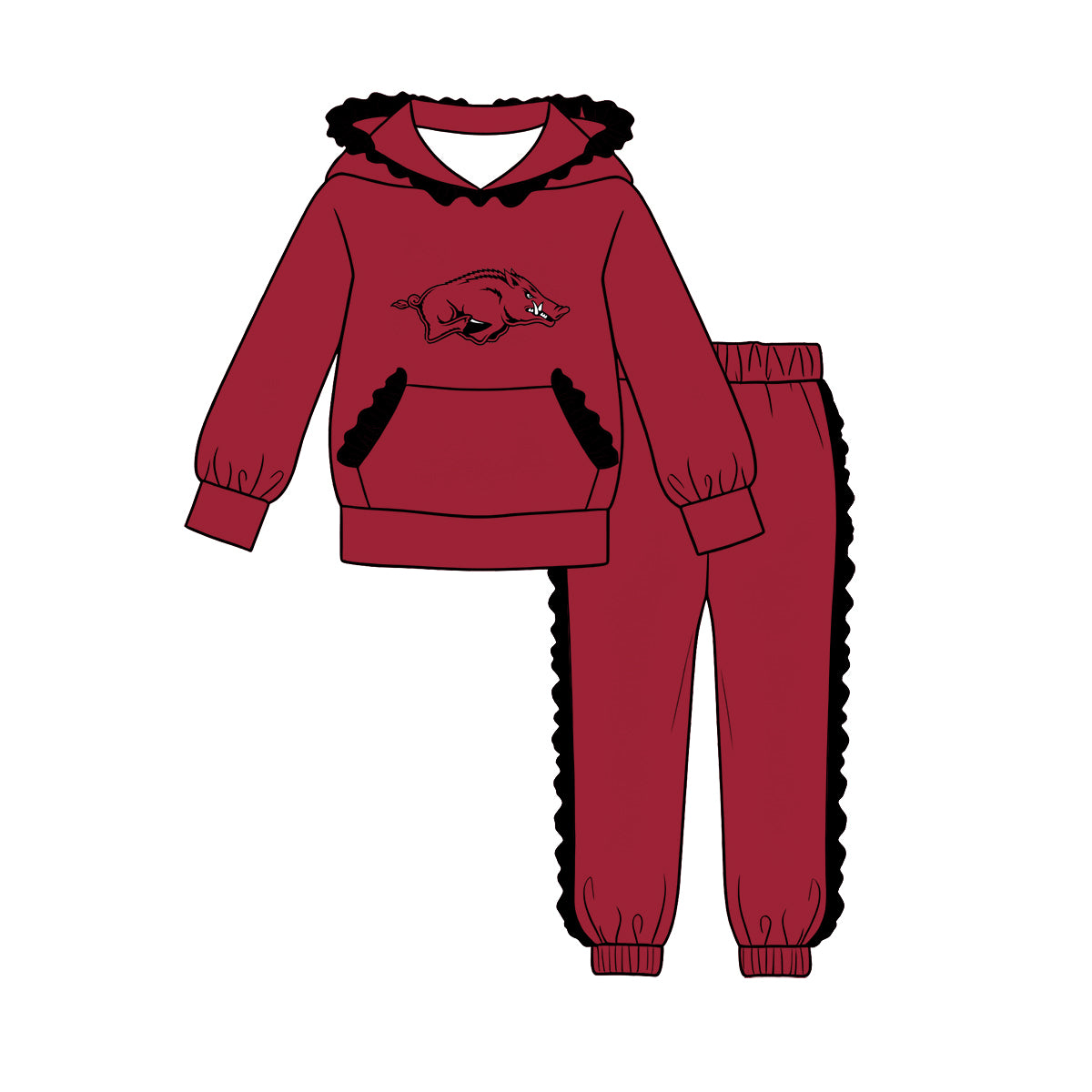 Baby girl custom team Arkansas design hoodie set
