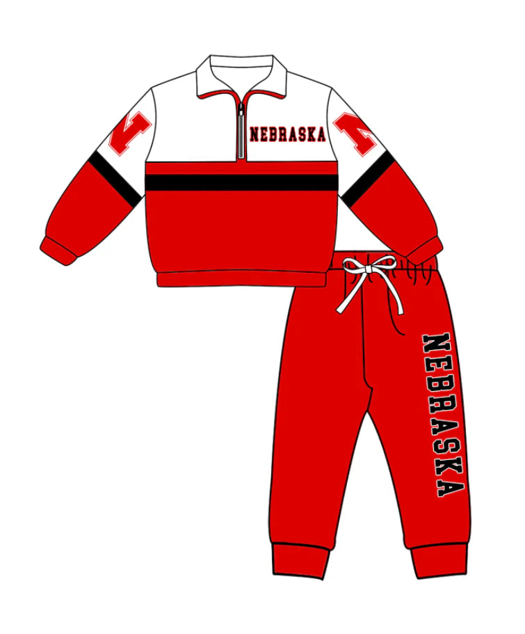 Kids long sleeve team pullover top matching pants outfit wholesal factory price