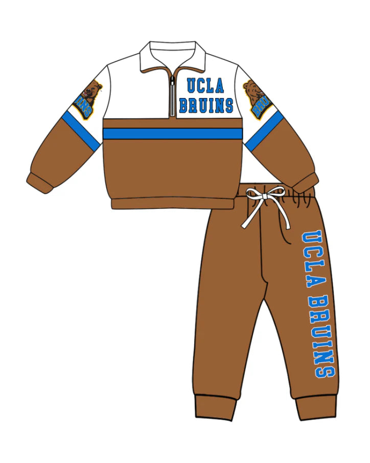 Kids long sleeve team pullover top matching pants outfit wholesal factory price