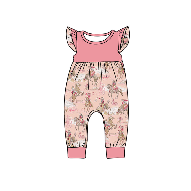 Western cowgirl design kids baby romper