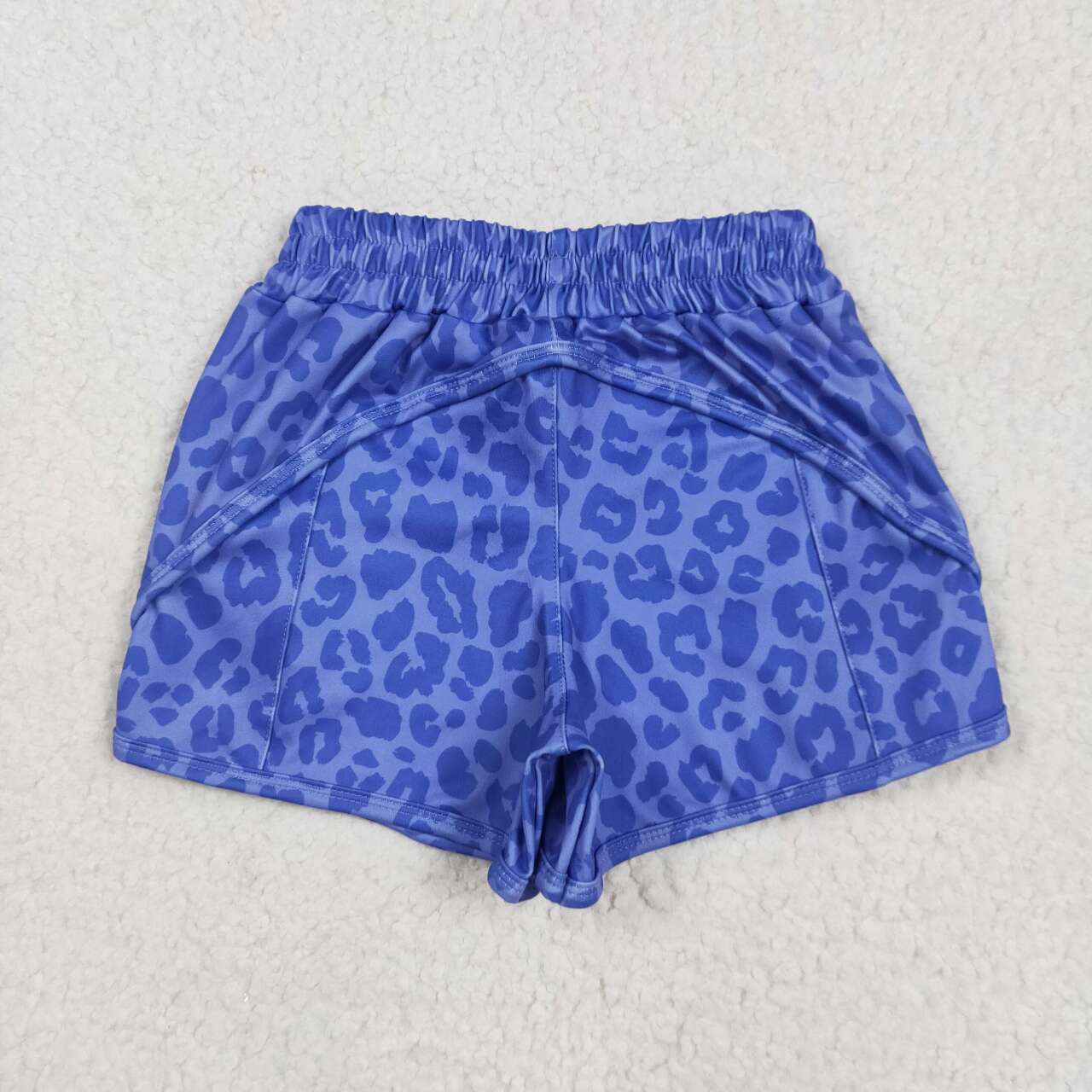 Kids blue leopard summer yoga shorts