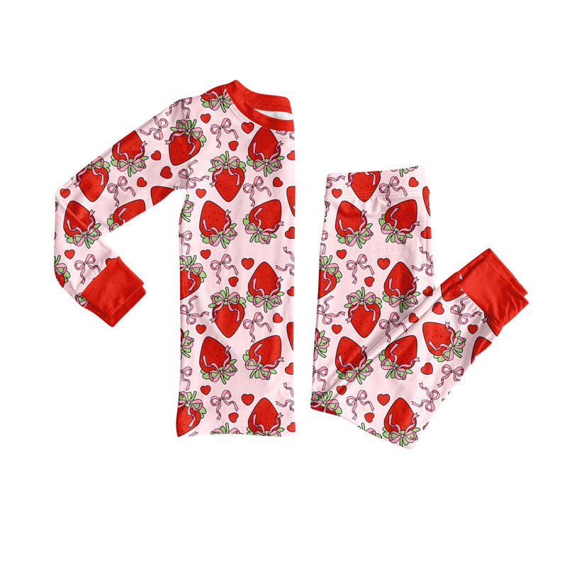 Strawberry design kids pajama set wholesal factory price