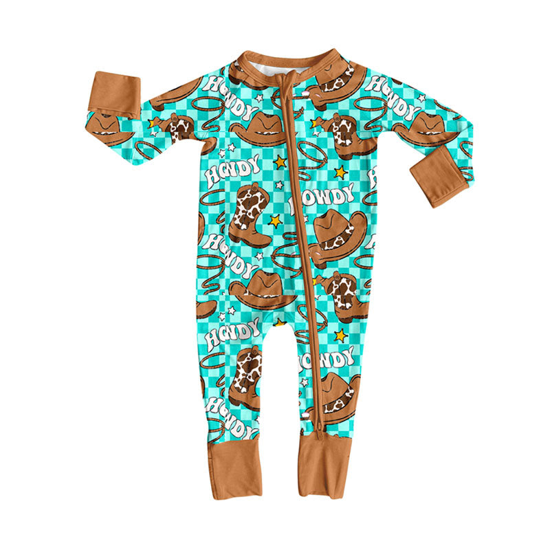 Western howdy toddle baby boy long sleeve romper