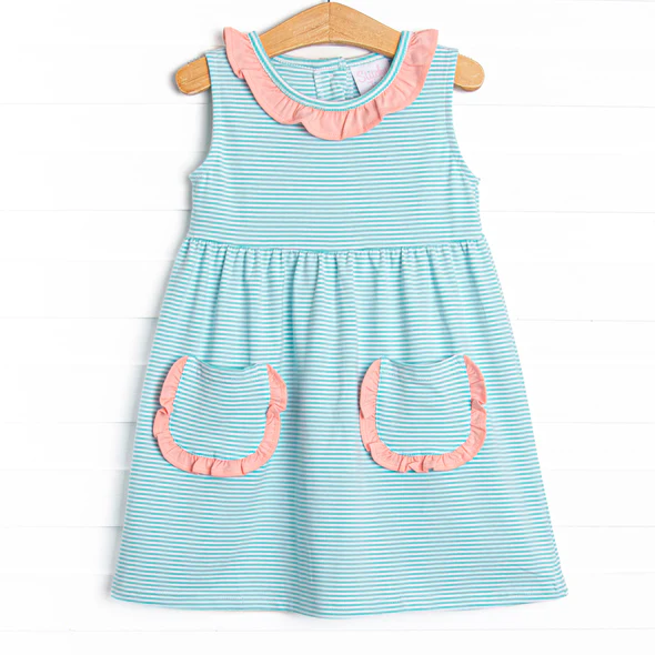 toddle girls stripes design summer pocket dress