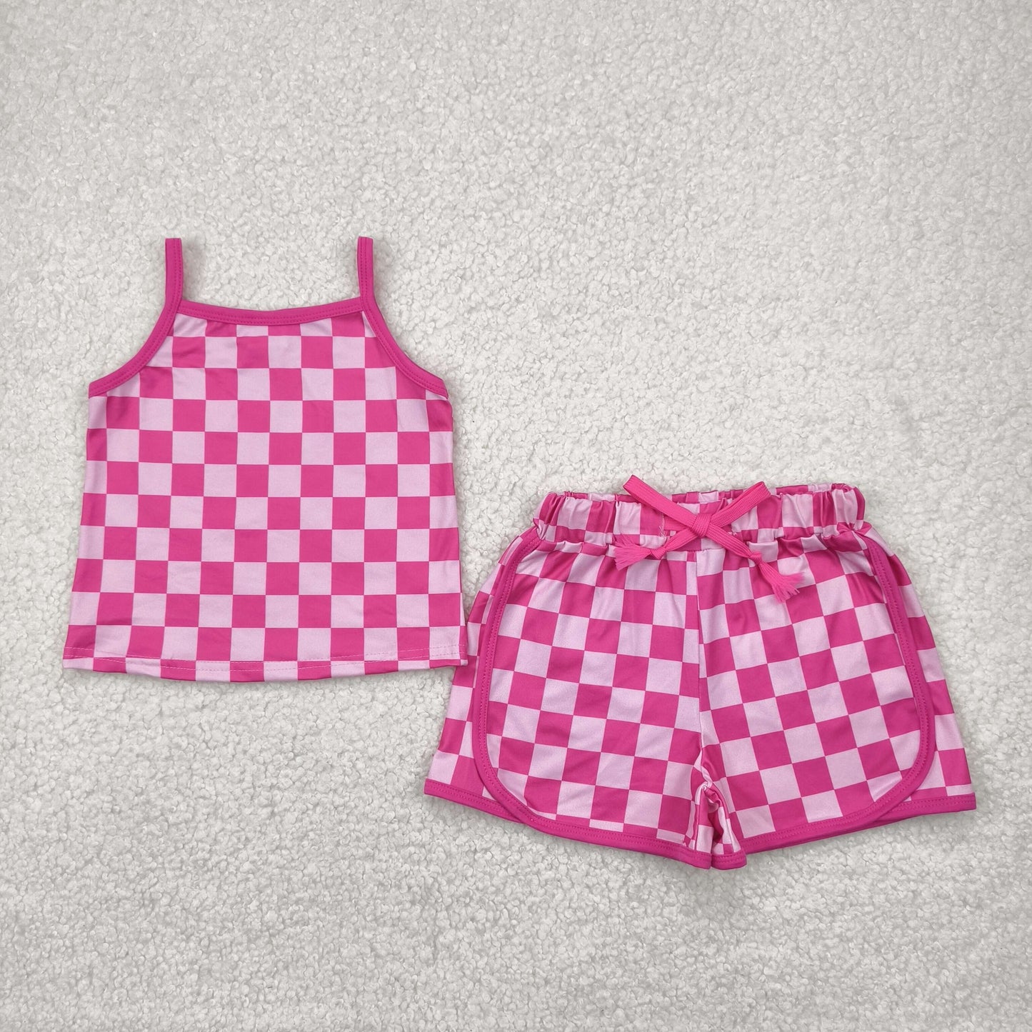 Baby girls blue plaid summer outfit