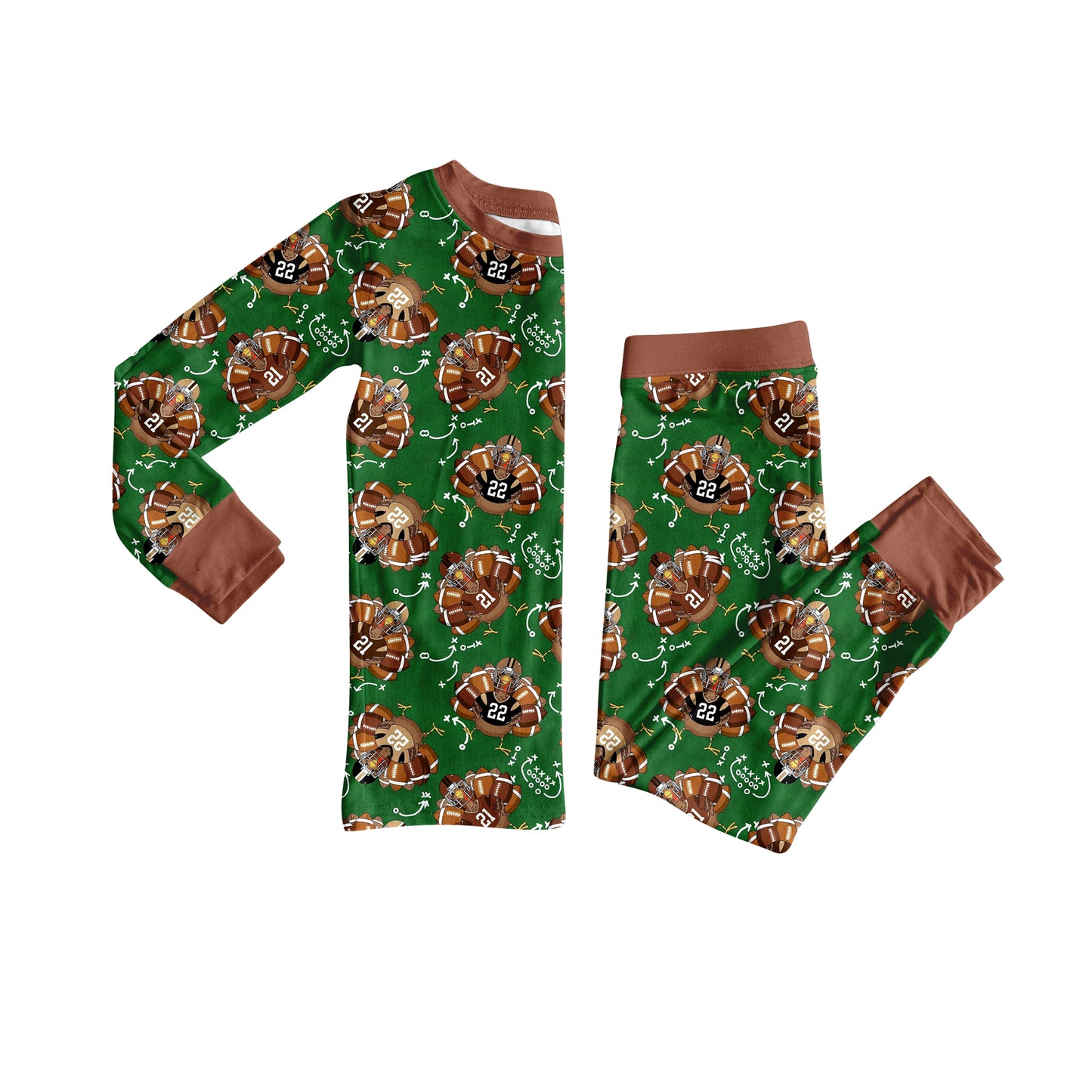 Thanksgiving turkey boy long sleeve pajama set