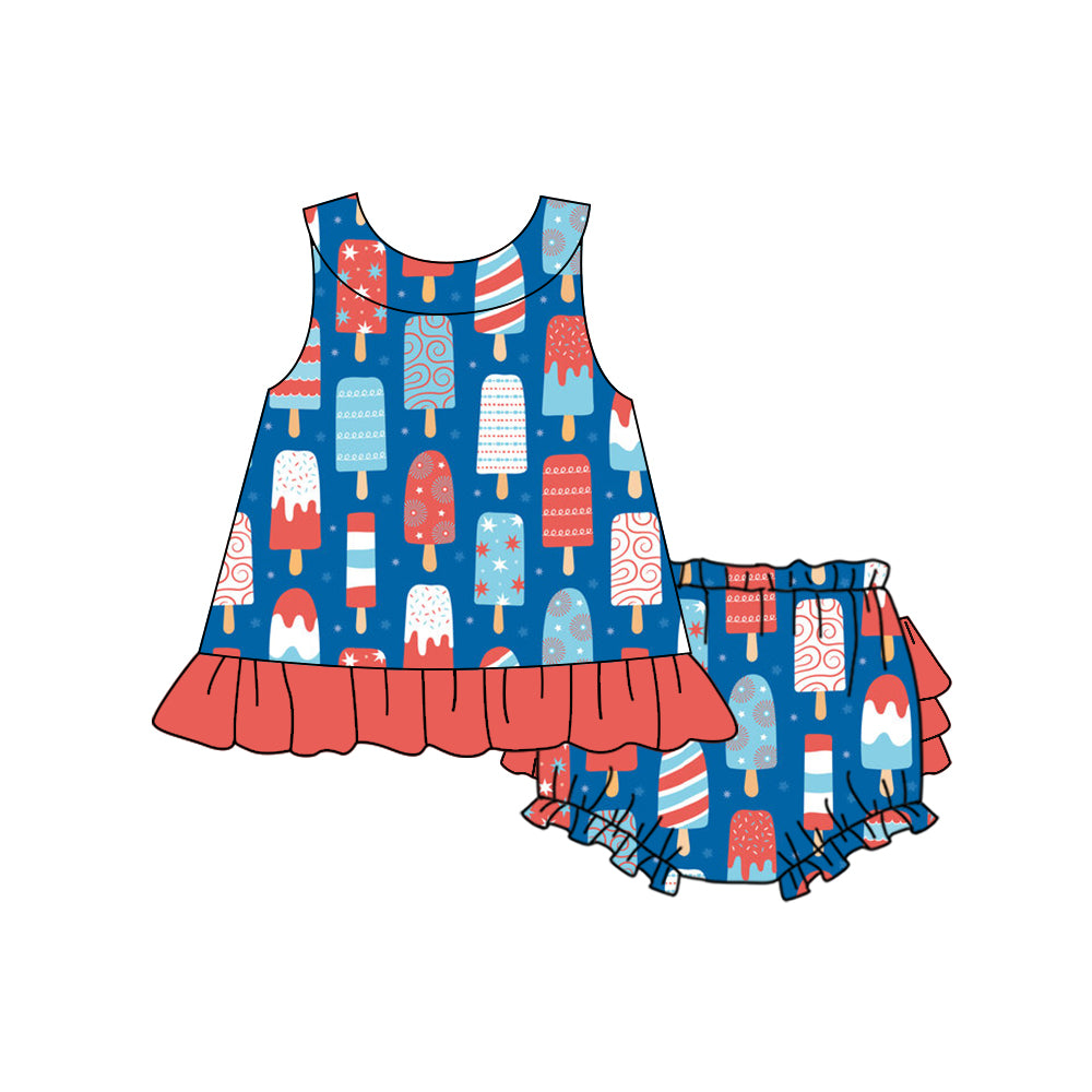 Toddle girls July 4th bummies set