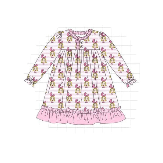 baby girls christmas green face milk silk gown dress