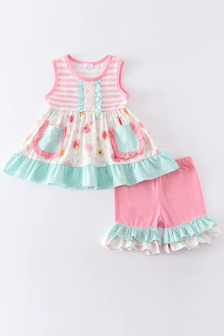 baby girls wholesale boutique flora short set