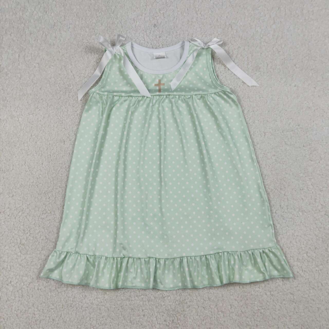 Easter cross polka dots girls holiday dress