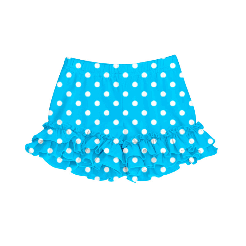toddle baby girl blue dots ruffle cotton shorts