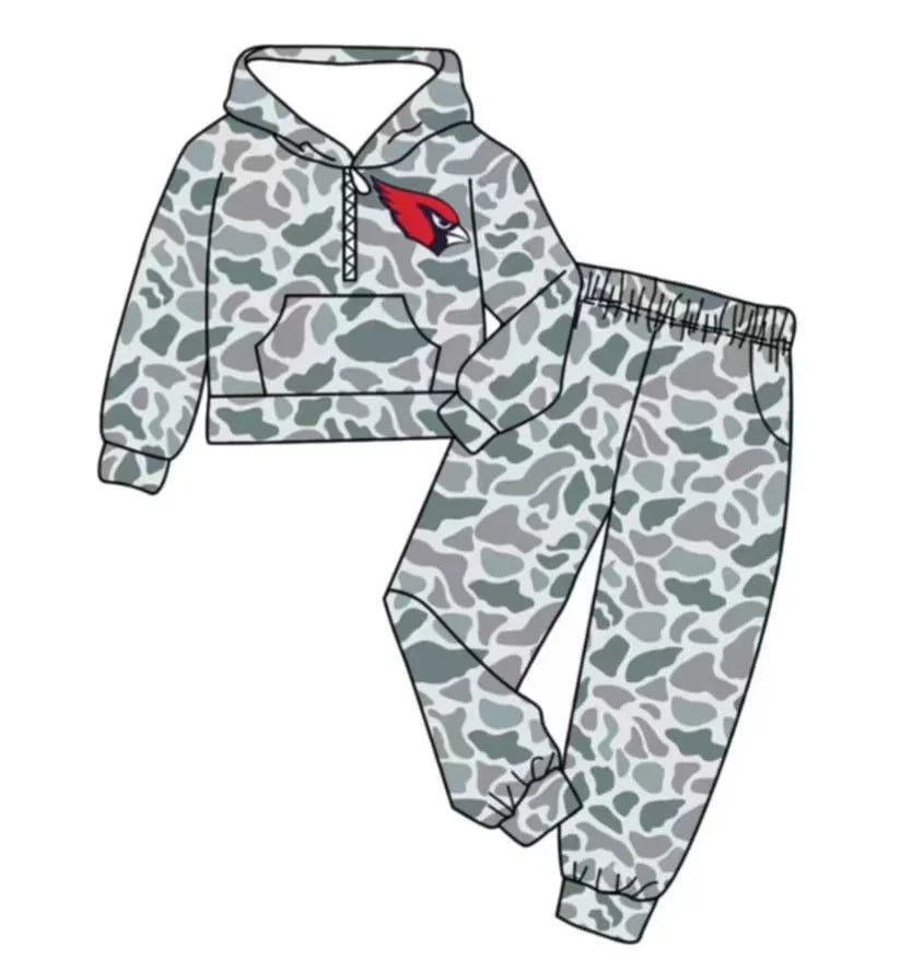 Camo design kids long sleeve team outfit wholesal factory price