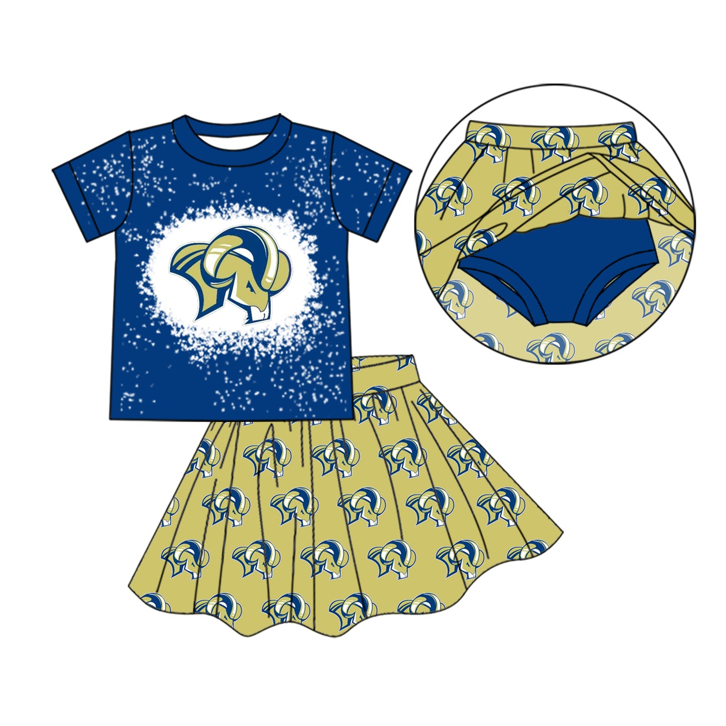 baby girls cheer skirt 2pcs outfit