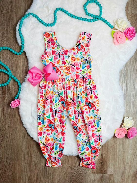 baby girls floral summer jumpsuit