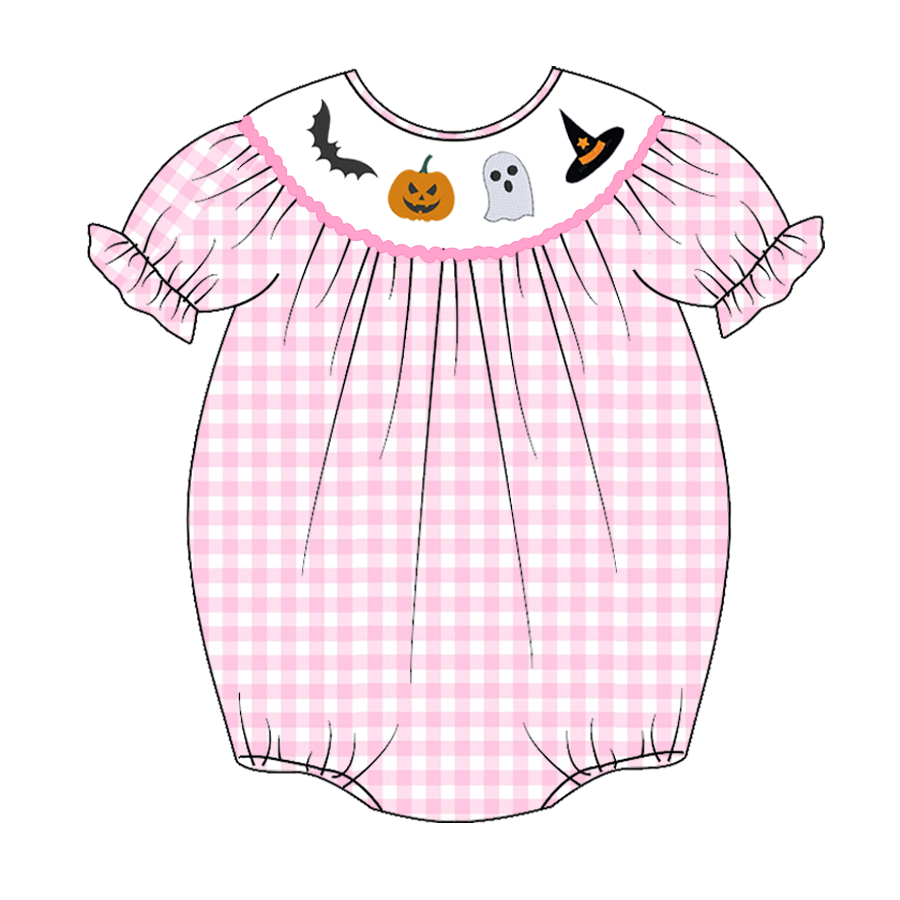 Newborn baby girls Halloween ghost pumpkin romper