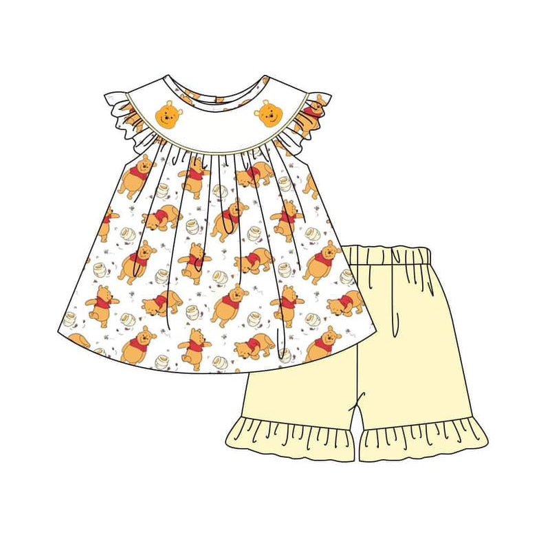 baby girls cartoon bear custom outfit