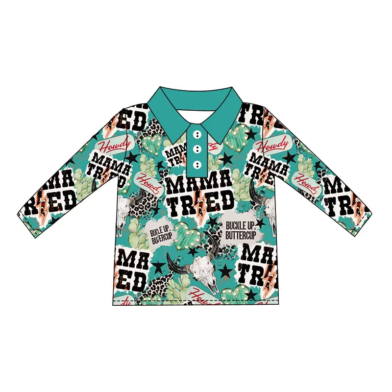 Kids western design long sleeve pullover