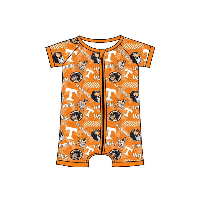 baby boy team short sleeve zip romper