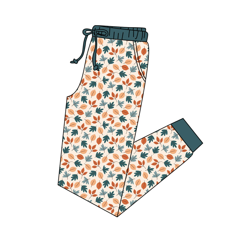 adult man fall leaves milk silk long pants