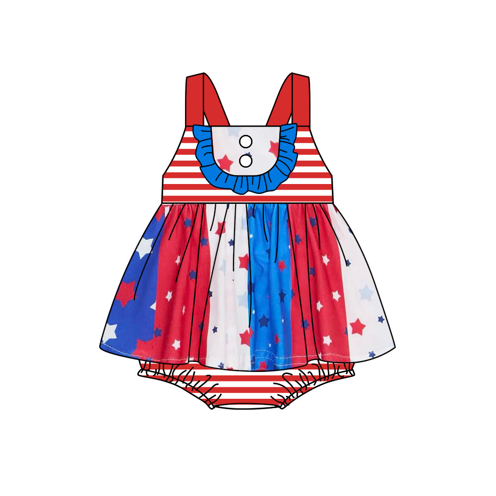 Toddle girls July 4th bummies set