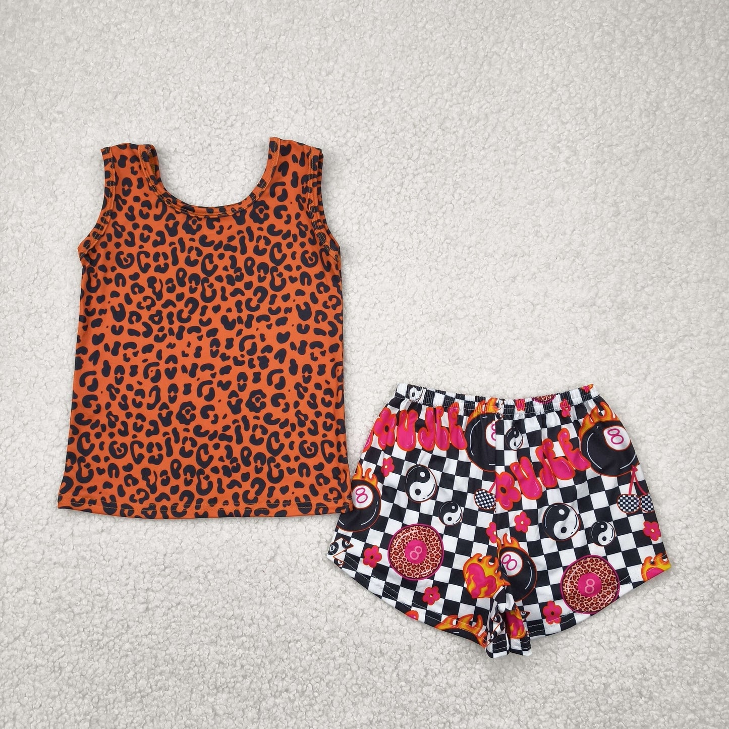 Black leopard girls summer clothes