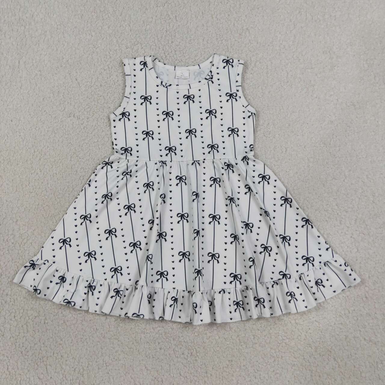 Black bow girls summer dress