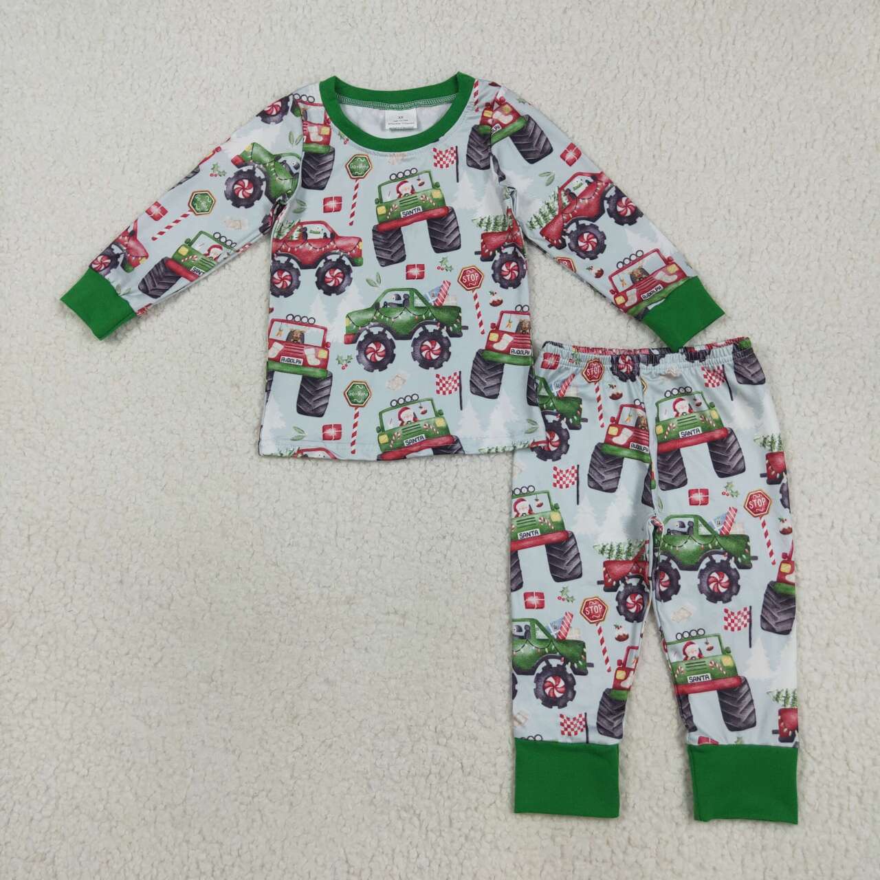Christmas light truck kids long sleeve outfit