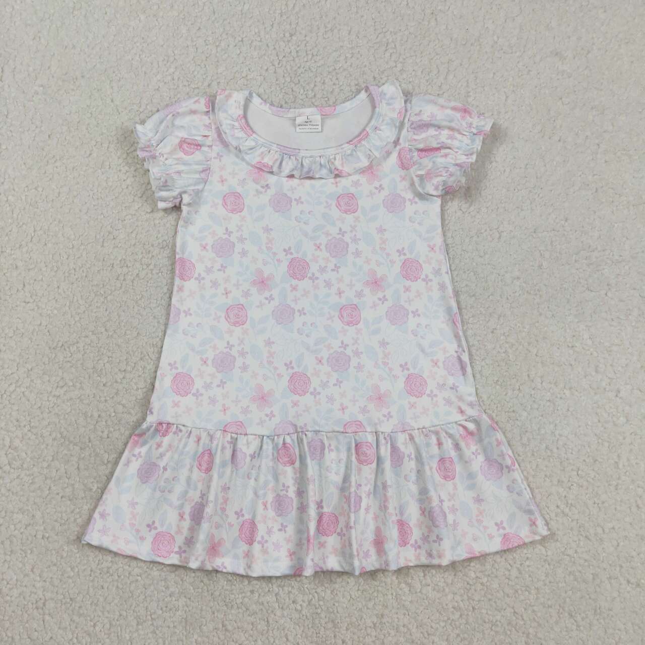 Pink blue flowers design baby girl summer dress