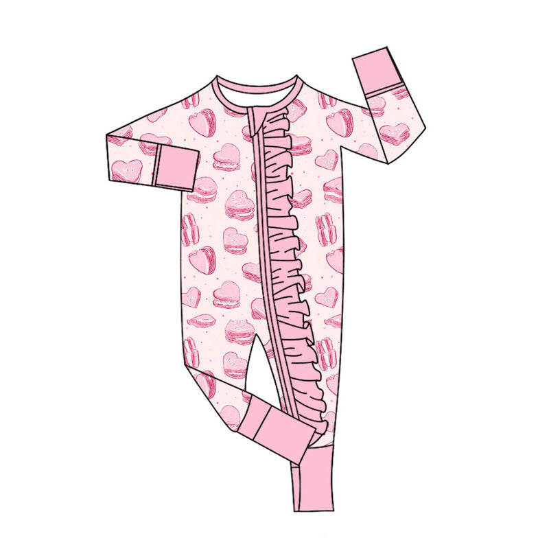 toddle baby Valentines day heart long sleeve zip romper
