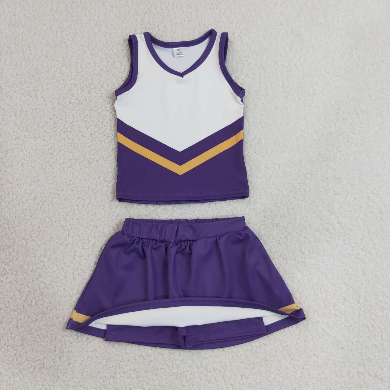 Purple gold top matching skorts girls summer yoga outfit