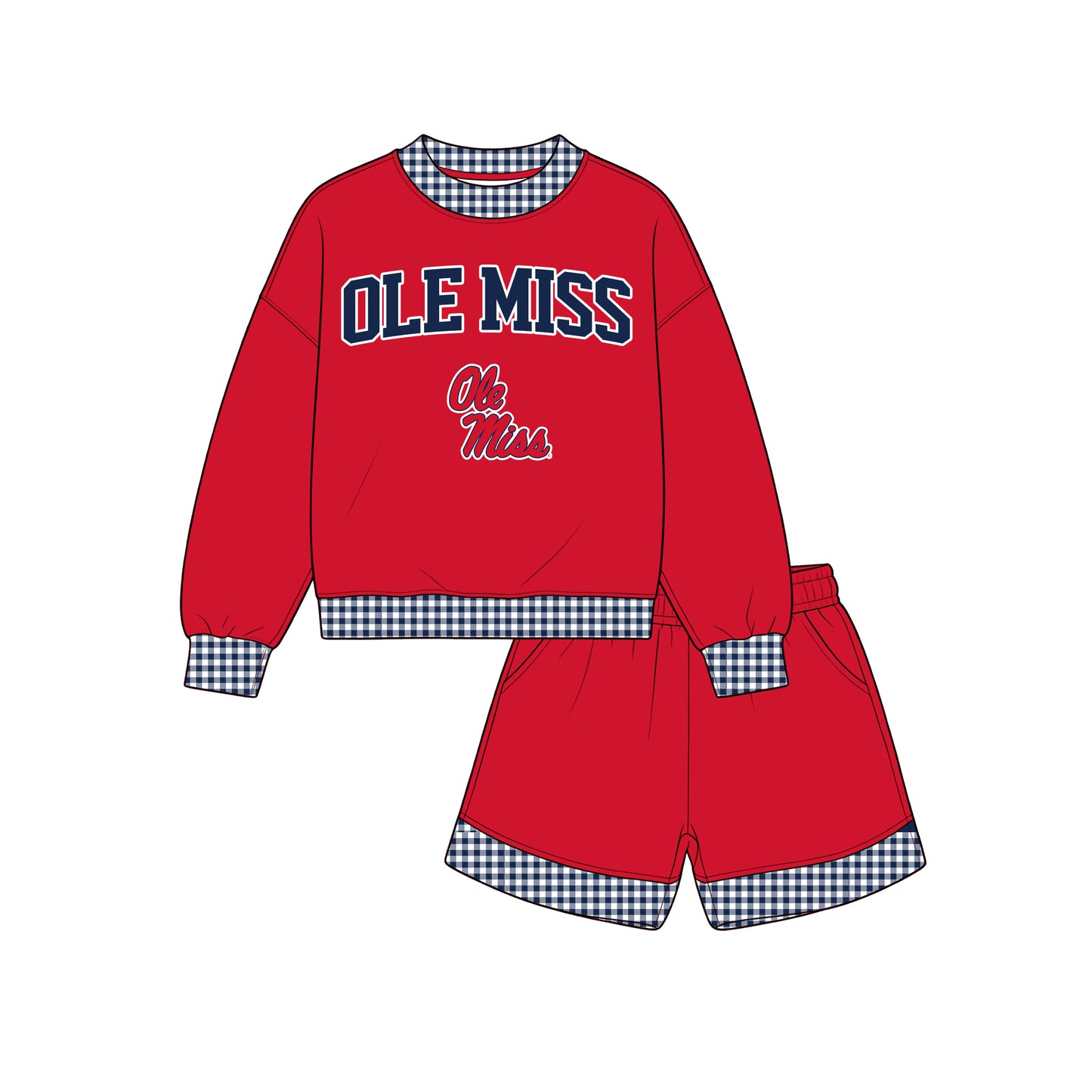 Toddle kids custom OLE MISS team design long sleeve outfit