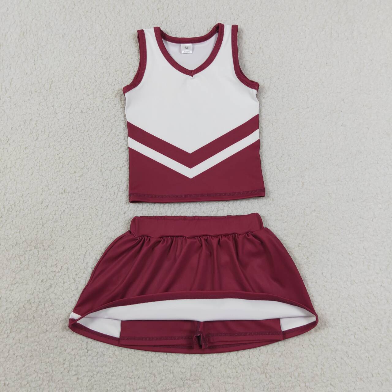 Maroon top matching skorts girls summer yoga outfit