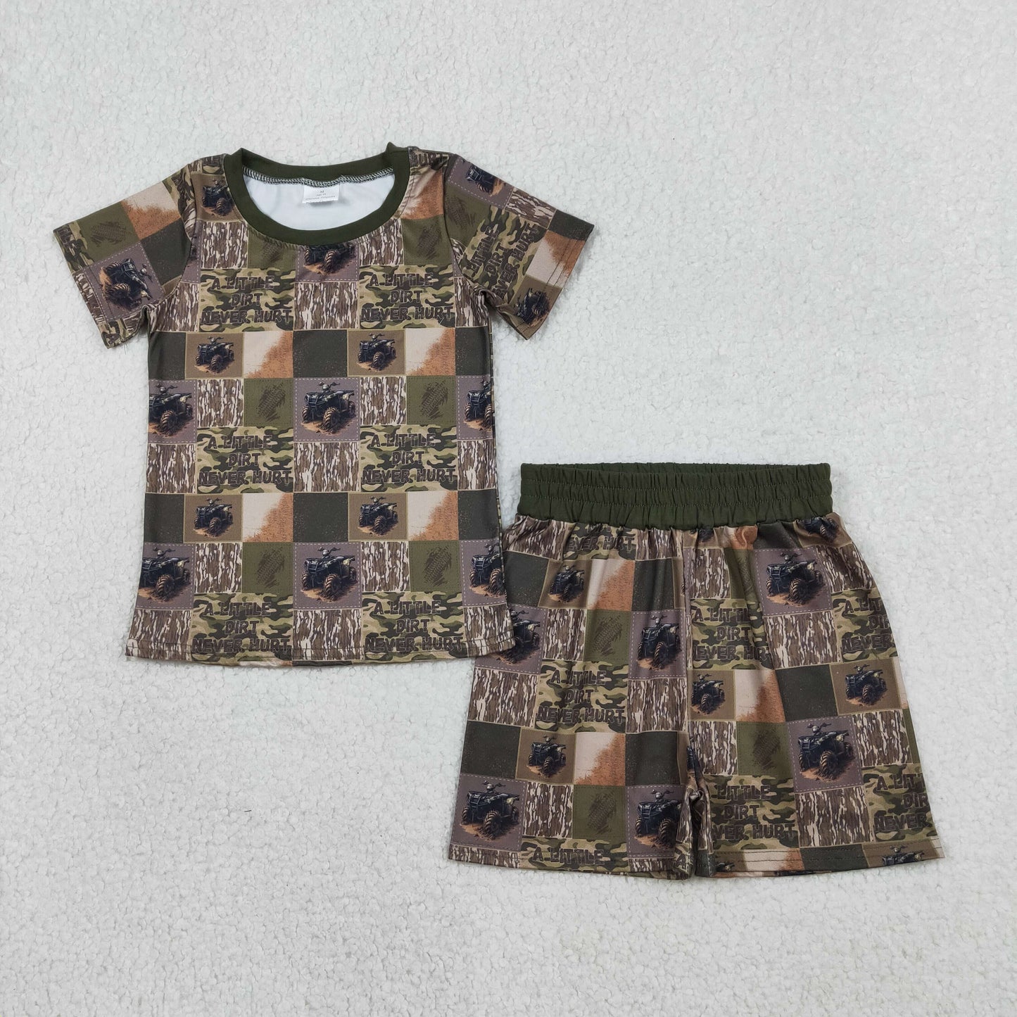 A little dirt never hurt top matching shorts kids boys summer outfit