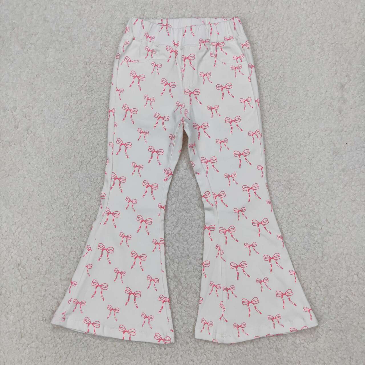 Pink bow girls jeans bell bottoms