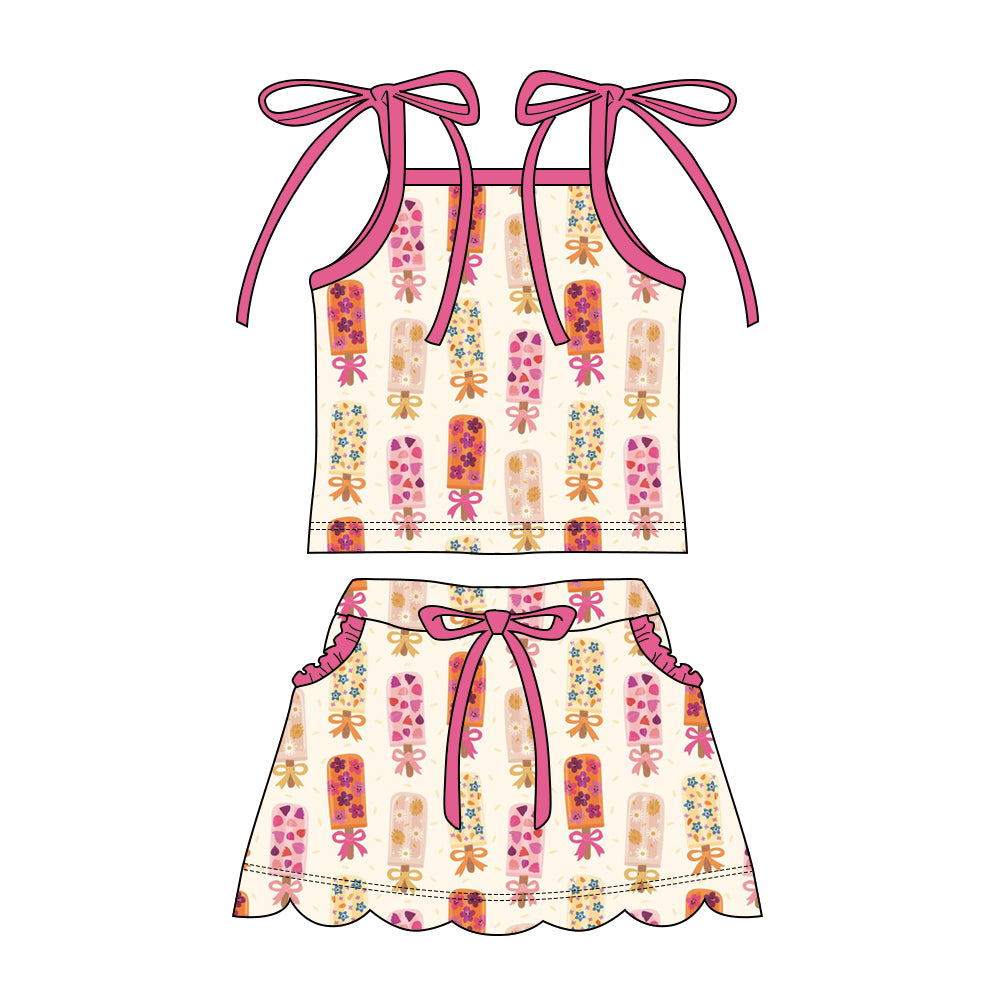 Floral popsible top matching shorts girl summer outfit