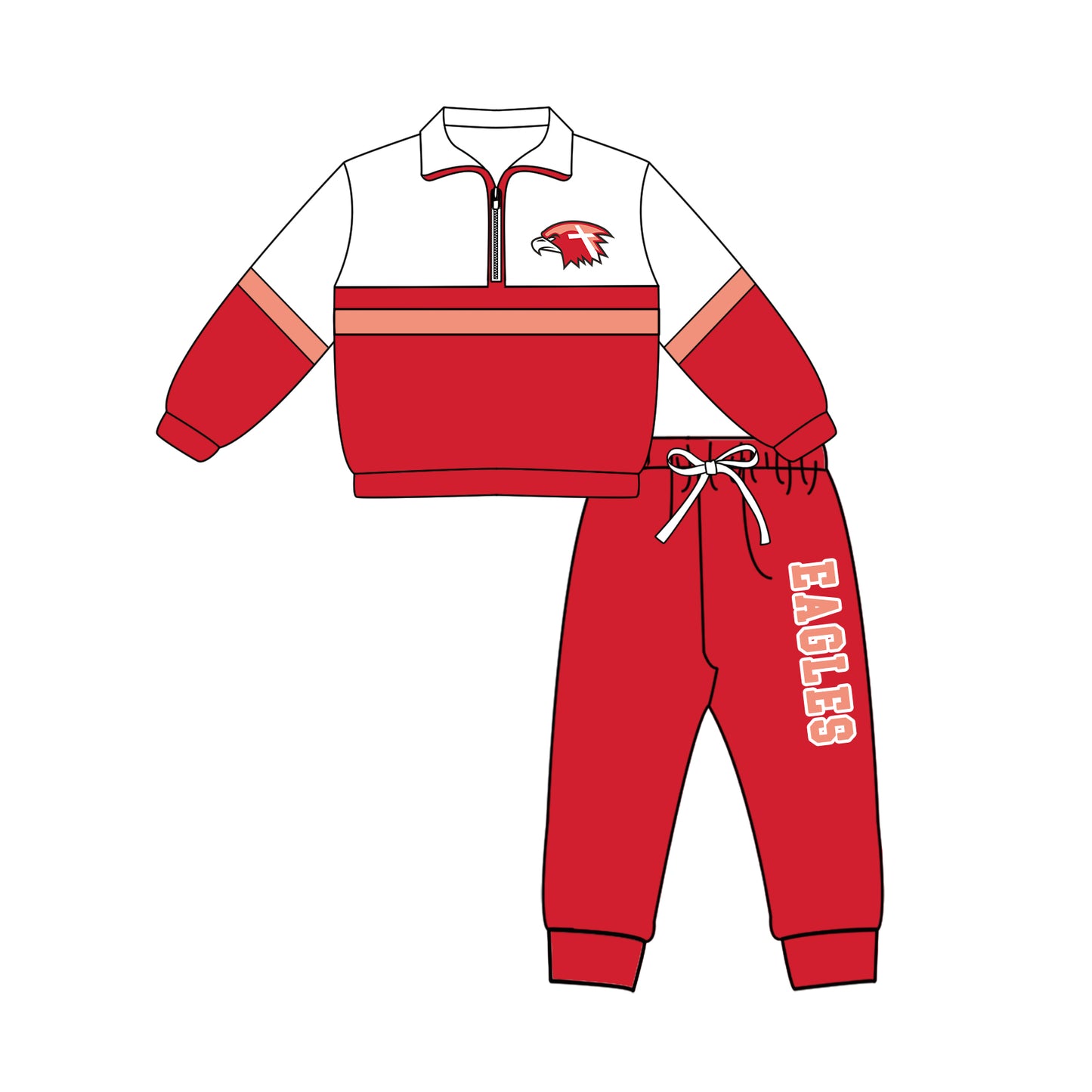 Kids long sleeve team pullover top matching pants outfit wholesal factory price