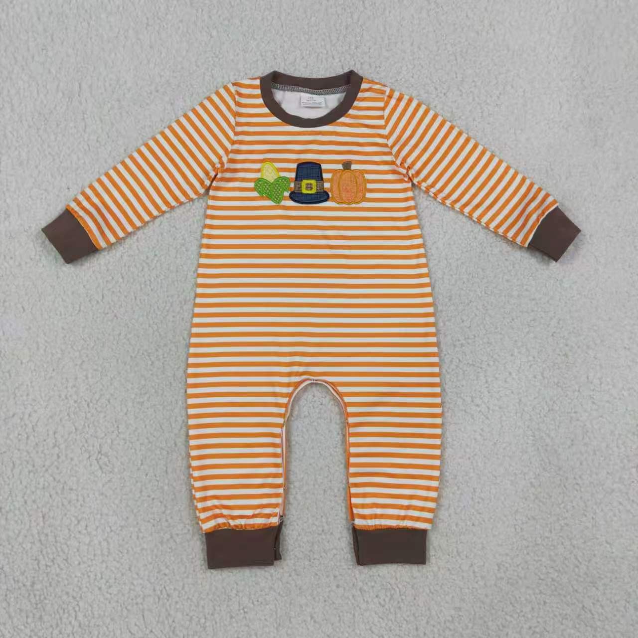 Boy long sleeve embroidery fall pumpkin matching pants boy spring fall outfit