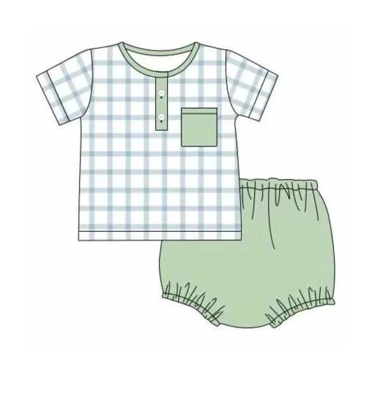 Toddle kids plaid design bummies set