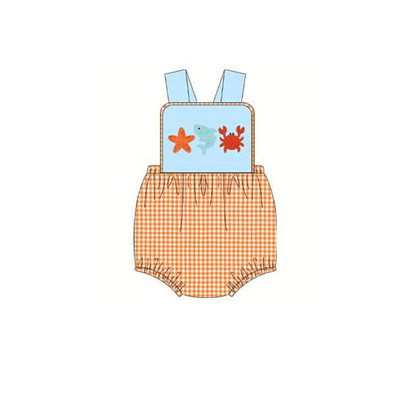 starfish fish crab baby boy beach romper