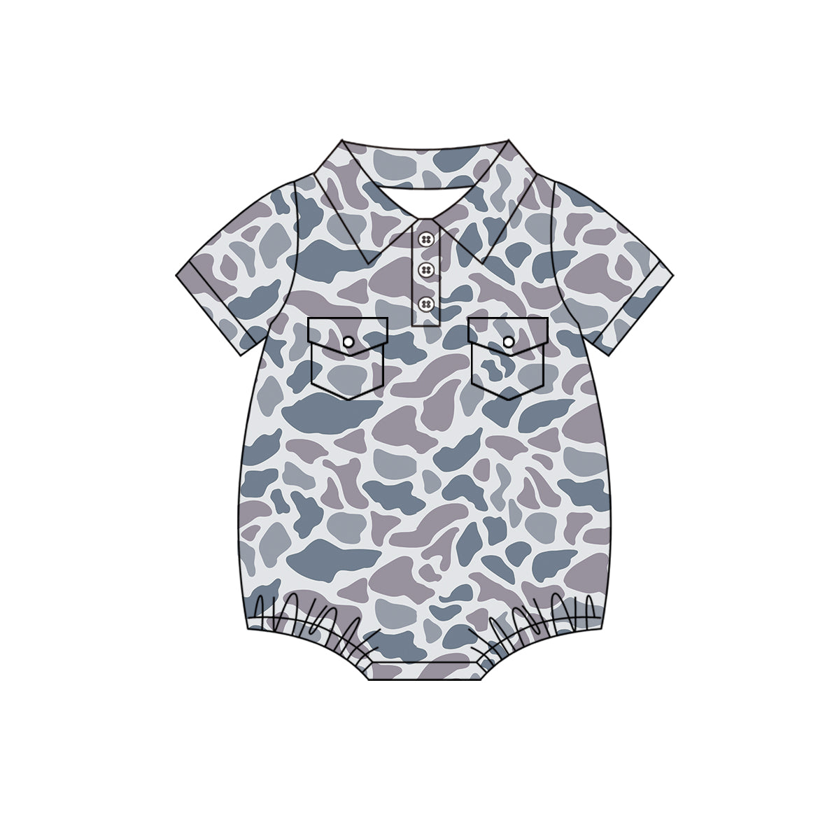 Toddle baby boy camouflage two pockets short sleeve tshirt romper