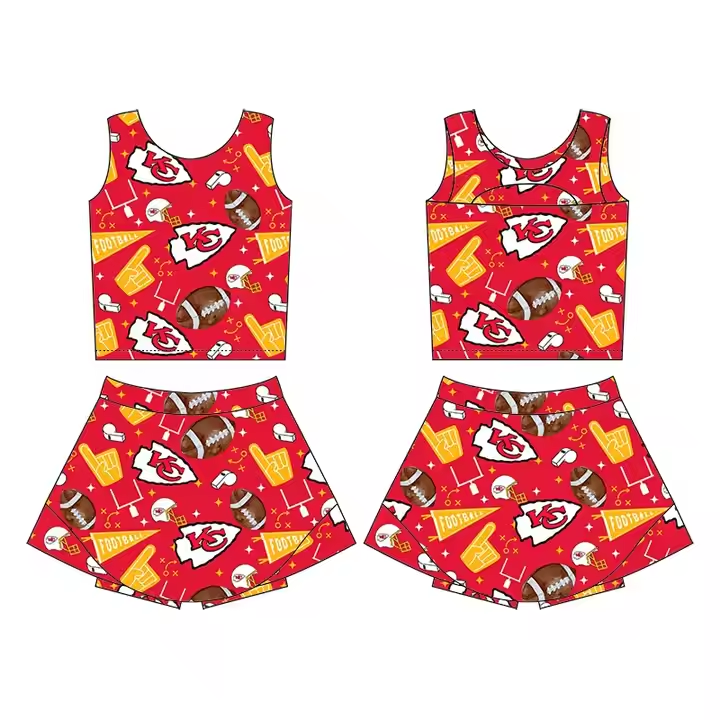 Team design kids summer skirt outfit