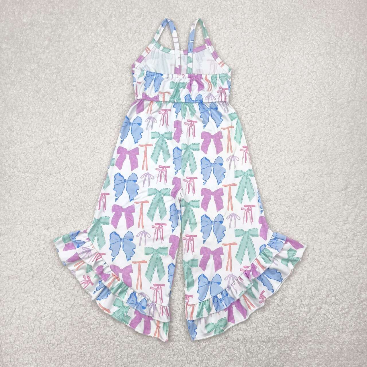 Toddle girls colorful bow wide leg jumpsuit