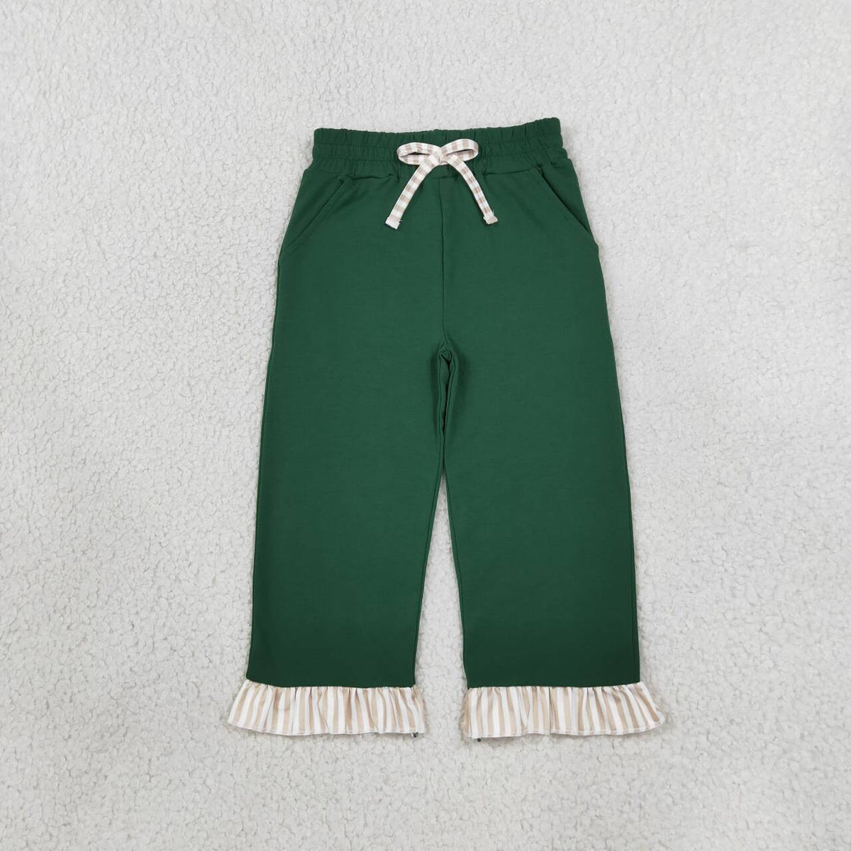 Green color red tie kids Christmas holiday pants