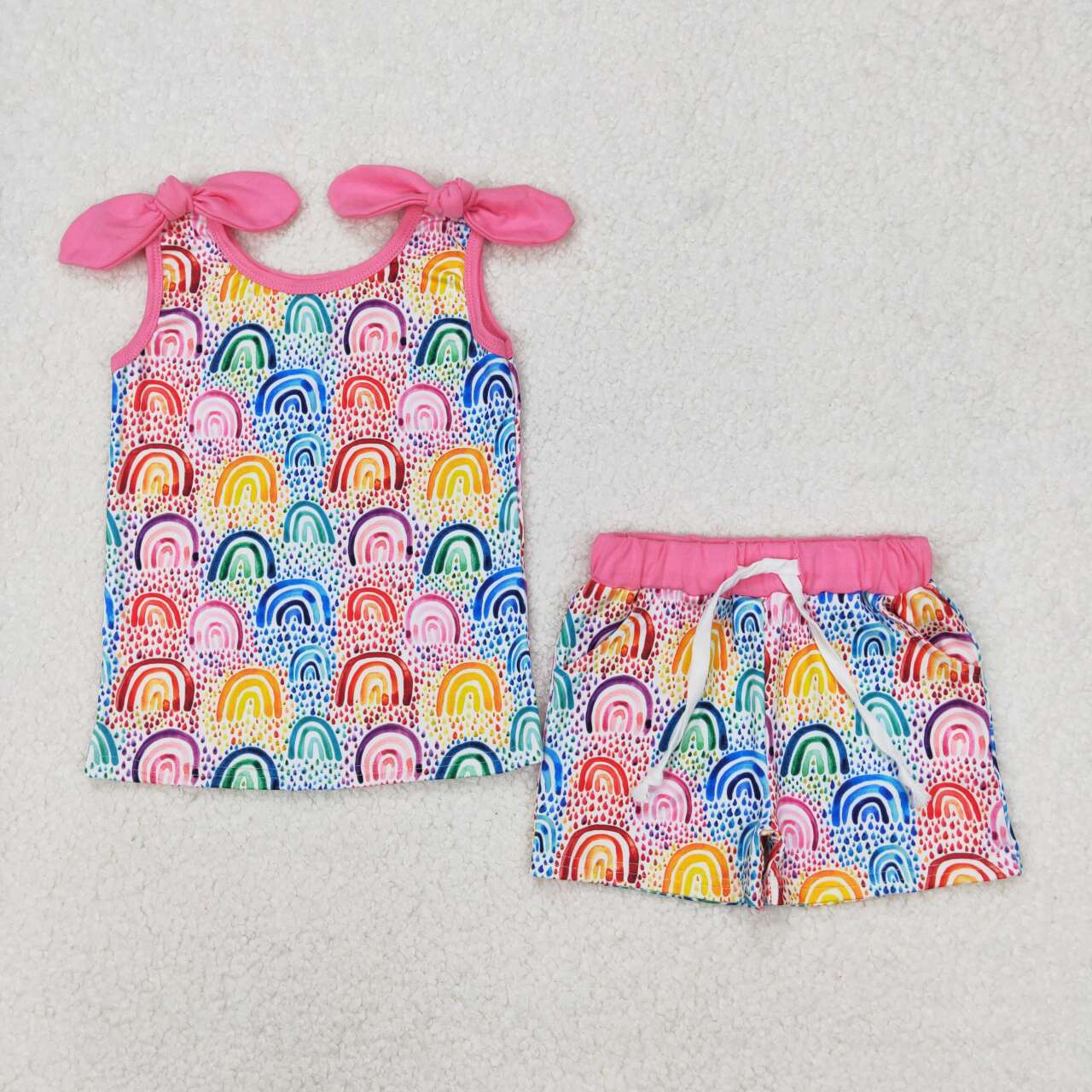 Baby girls rainbow print summer outfit